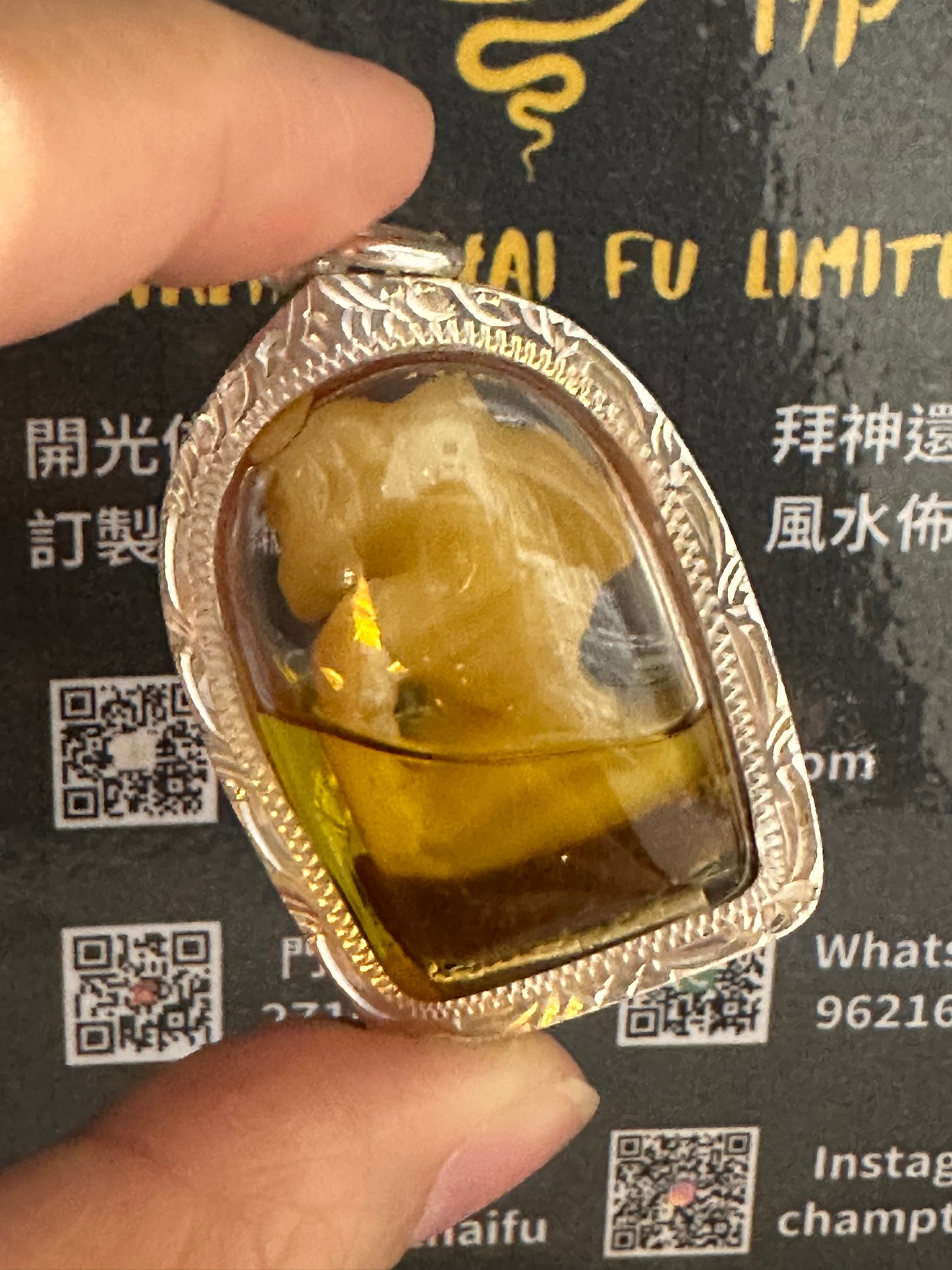 全泰在世活財神 阿贊錠“儲蓄老人“牙雕泡人緣油版本 純銀防水殼