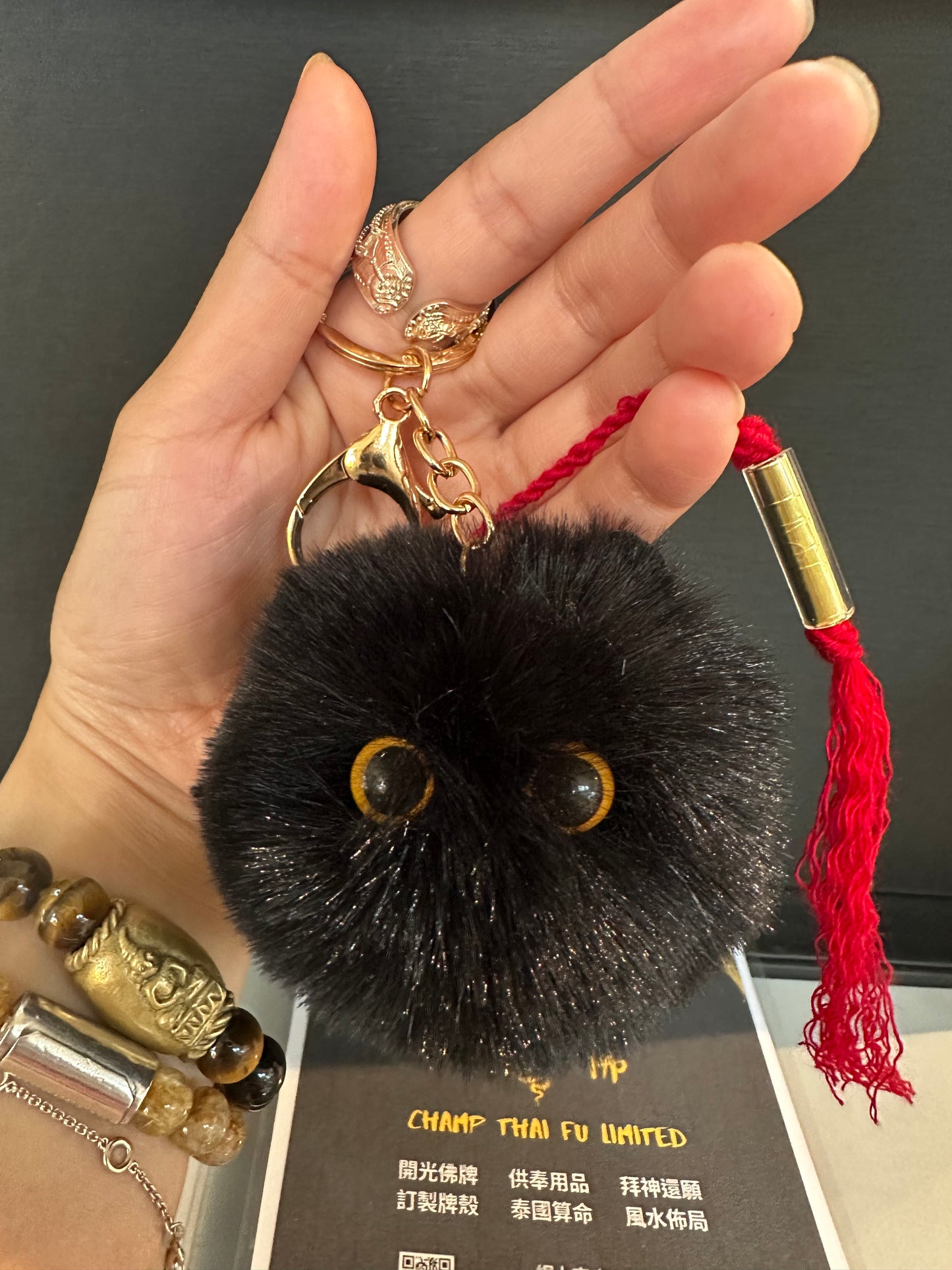 阿贊班迪 招財成願黑貓球吊飾