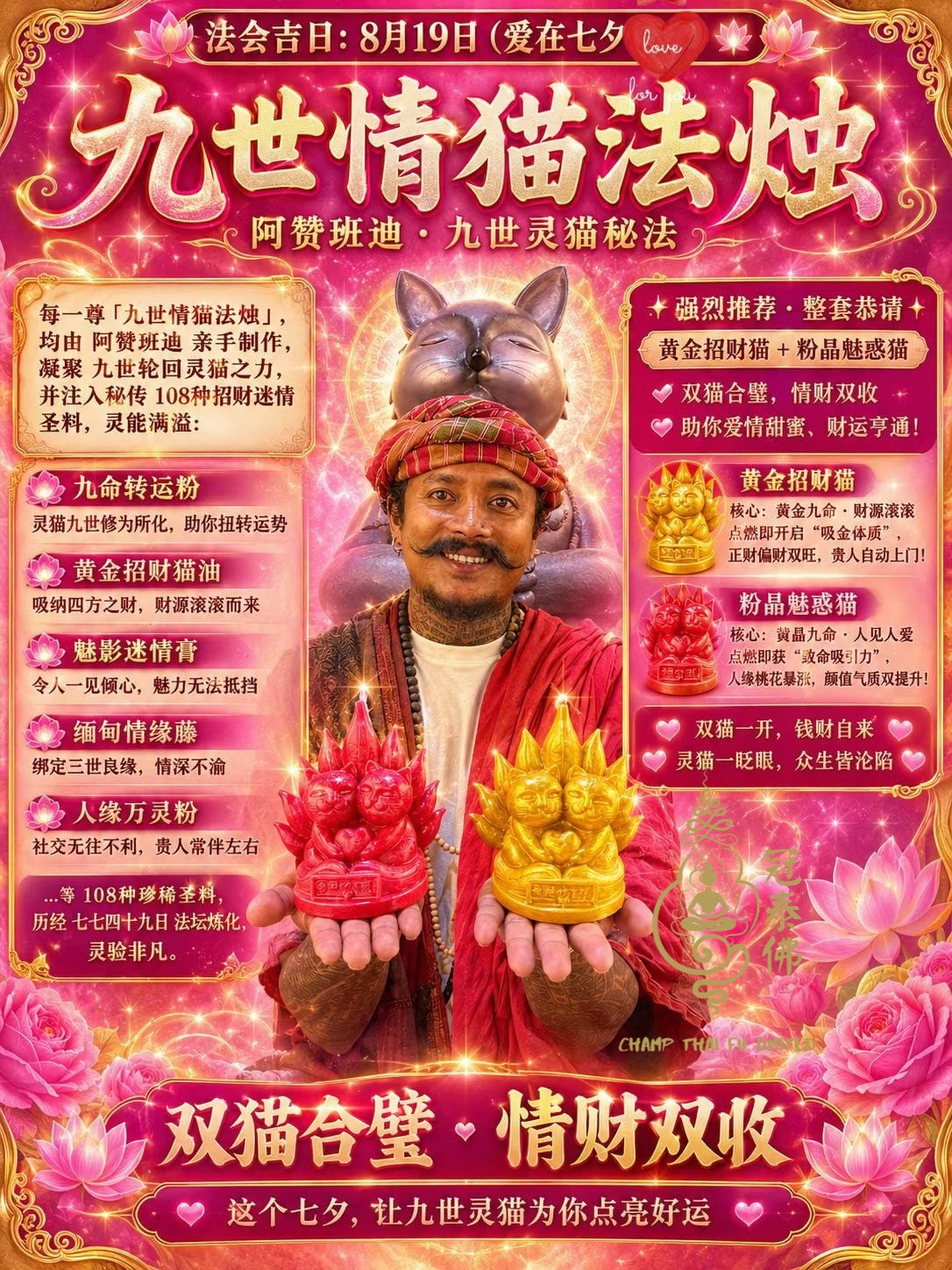 💫819七夕限定|阿贊班迪 九尾貓聖焰儀式|雙貓套裝💫