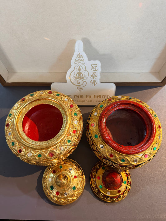 Solid wood and gemstone incense burner with lid