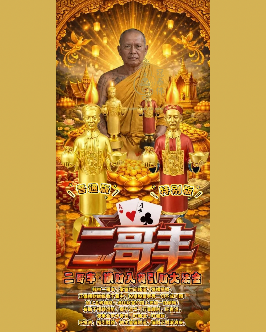 7月18日 招偏財橫財投資賭運 二哥豐橫財入袋引財大法會 瓦達甘廟 分普通版/特別版