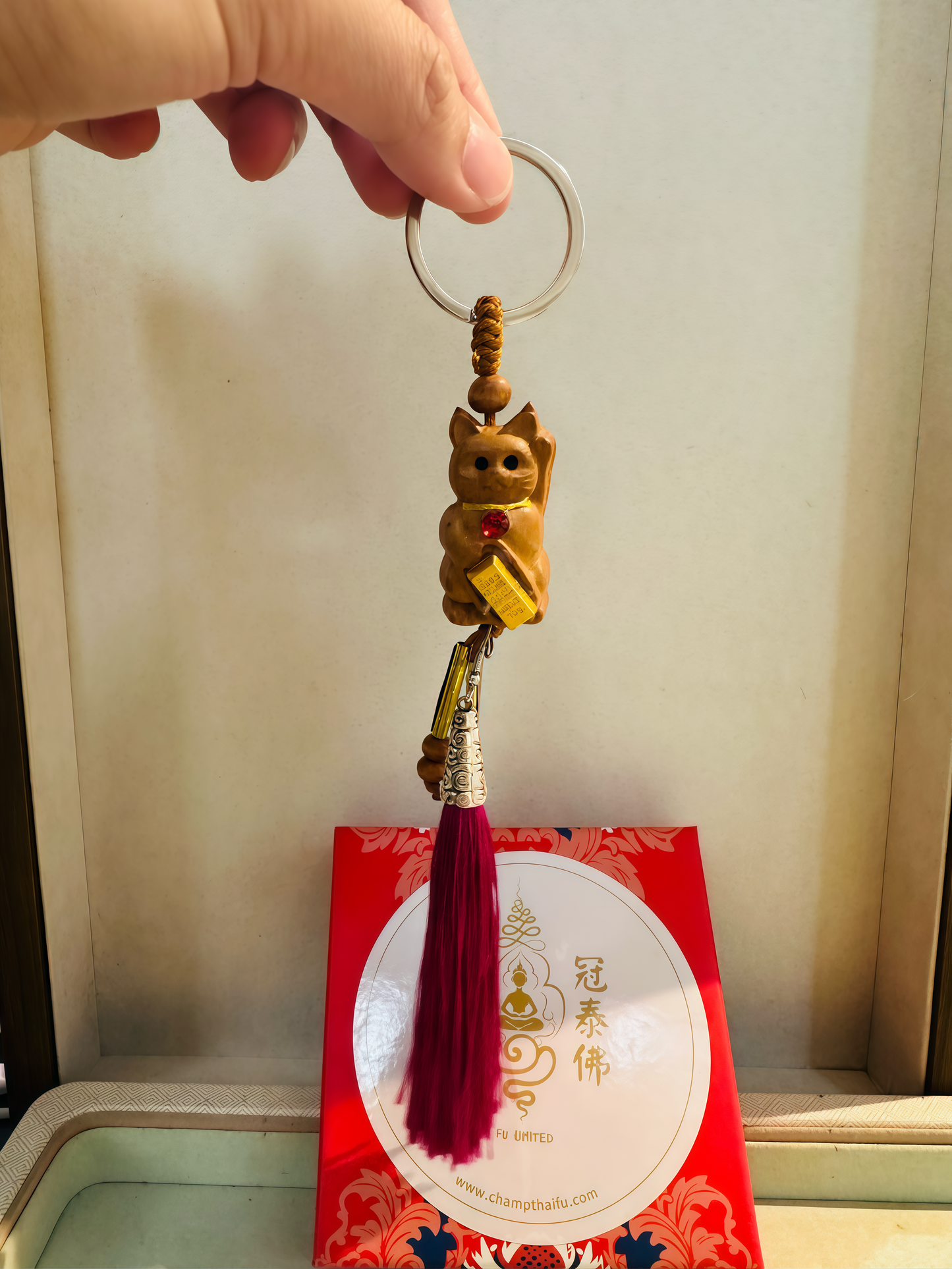 阿贊班迪  木雕玄貓·金經文鑰扣